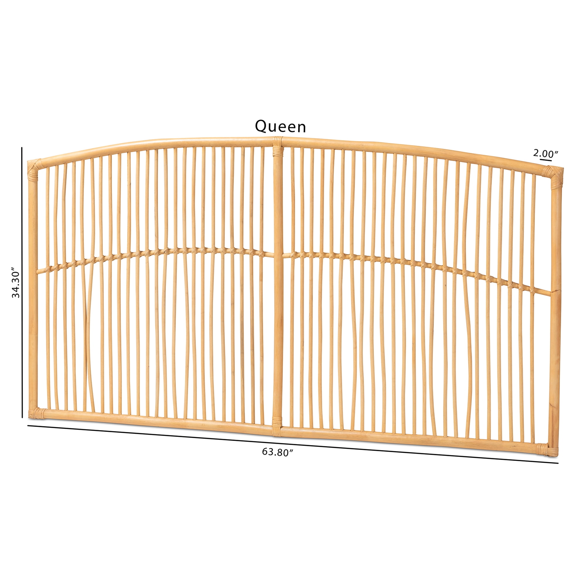 bali & pari Malvina Rattan BOHO Headboard, Queen Size, Natural Brown