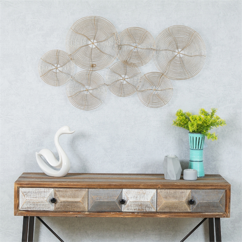 Metal Swirl Plates Gold Finish Wall Decor