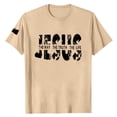 thumbnail image 4 of BUWTTER Tshirts Shirts for Men Graphic Short Sleeve Casual Comfort Letter Print Loose Crew Neck Summer Mens Shirts Beige L, 4 of 4