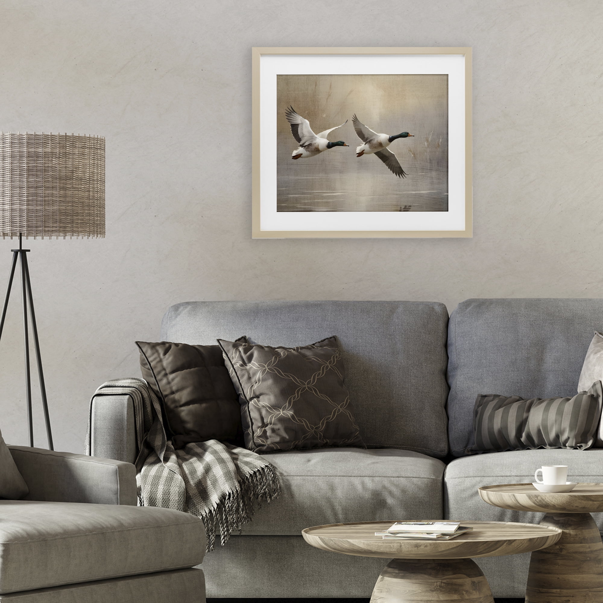 Stupell Industries Mallard Ducks over Pond Birch Framed Print Under Glass, design by Susan Arnot