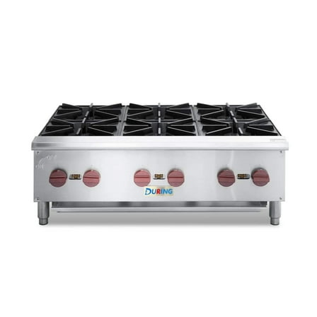 DURING D-HP36 36" Commercial Countertop Gas Range - 6 Burner Gas Stove with 150,000 BTU