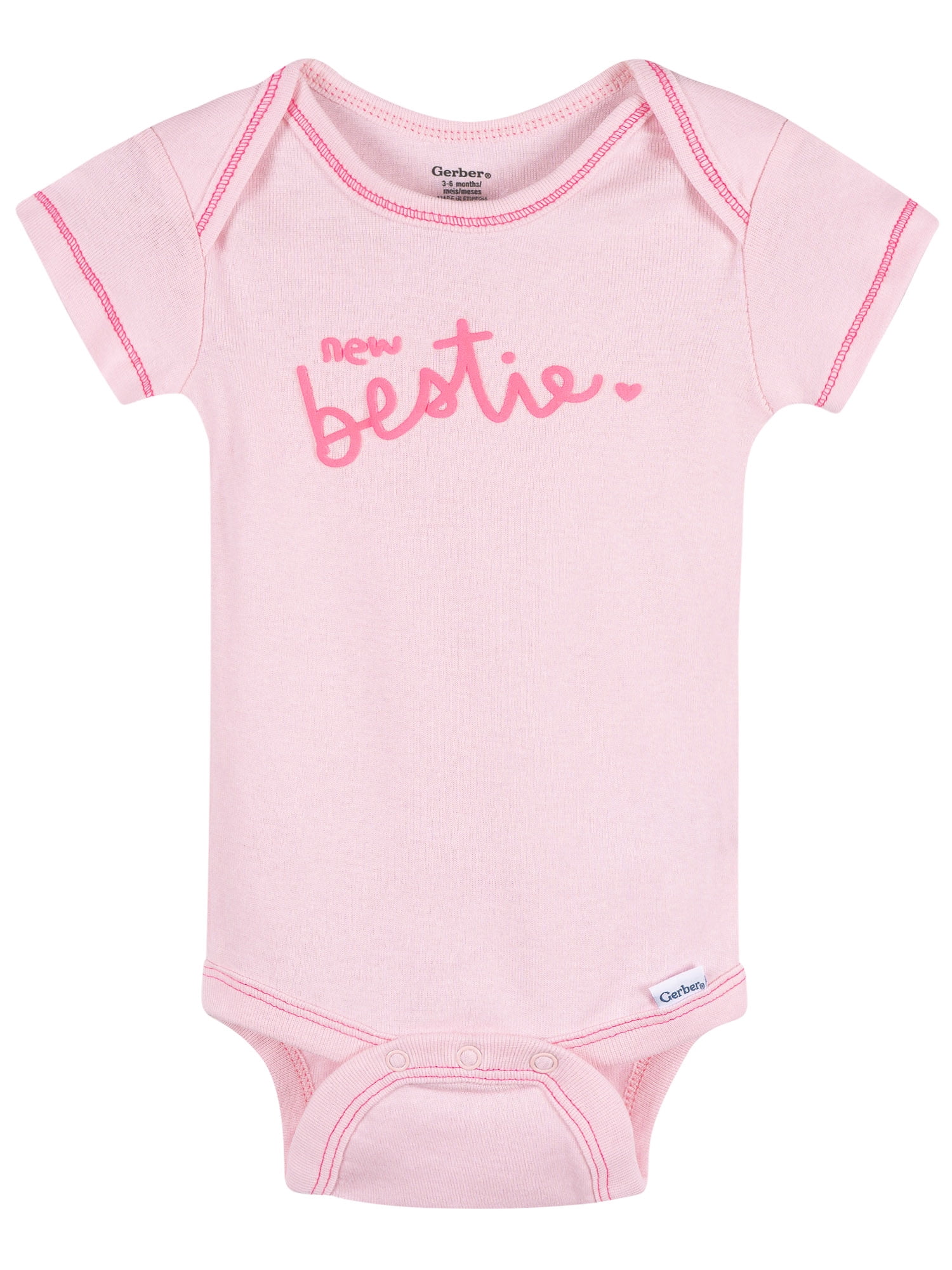 Gerber Baby Girl Short Sleeve Cotton Onesies, 2-Pack, Sizes Newborn - 12 Months