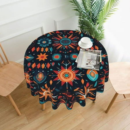 

Generic Bohemian Style Round Decorative Long Tablecloth 60in Black