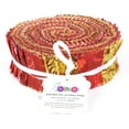 thumbnail image 4 of Soimoi 40Pcs Batik Print Precut Fabrics Strips Roll Up 1.5x42inches Cotton Jelly Rolls For Quilting - Red, 4 of 9