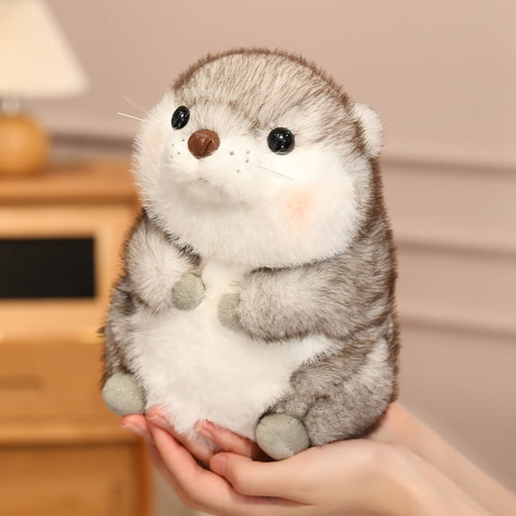 Soft Fluffy Otter Plush Toy, Cute Round Stuffed Wild Animal, Cozy Cuddle Gift & Home Decor for Kids