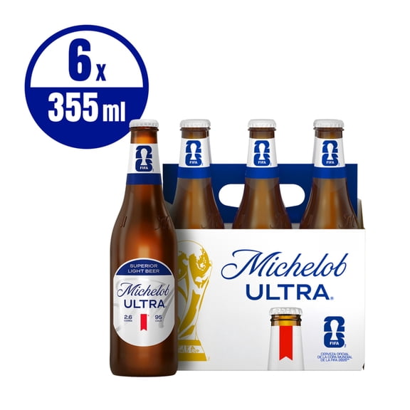 Cerveza clara Michelob Ultra superior light 6 botellas de 355 ml c/u