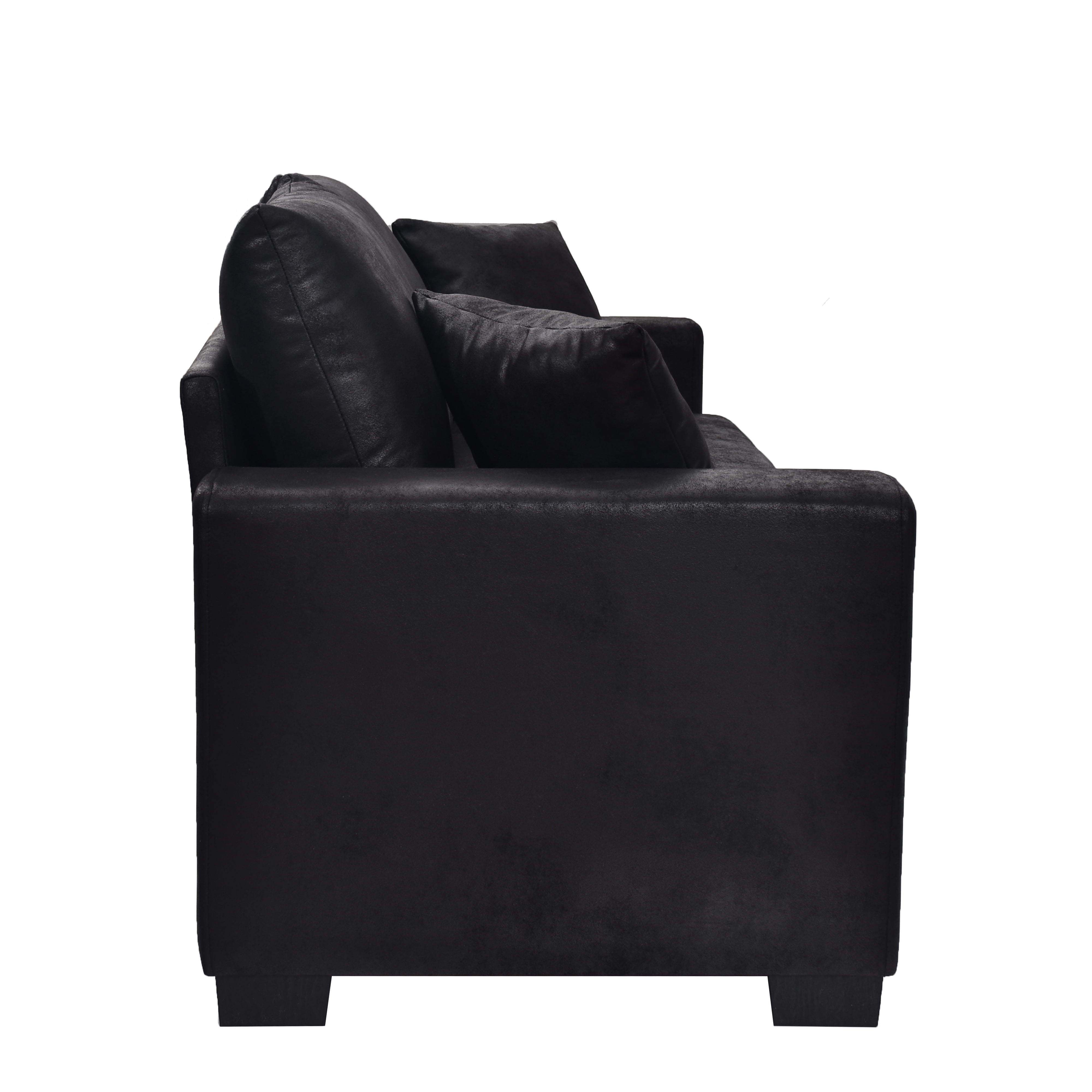 Lunale 69" Loveseat Sofa for Small Space, Modern Comfortable 2-Seater Upholstered Couch, Black Faux Leather