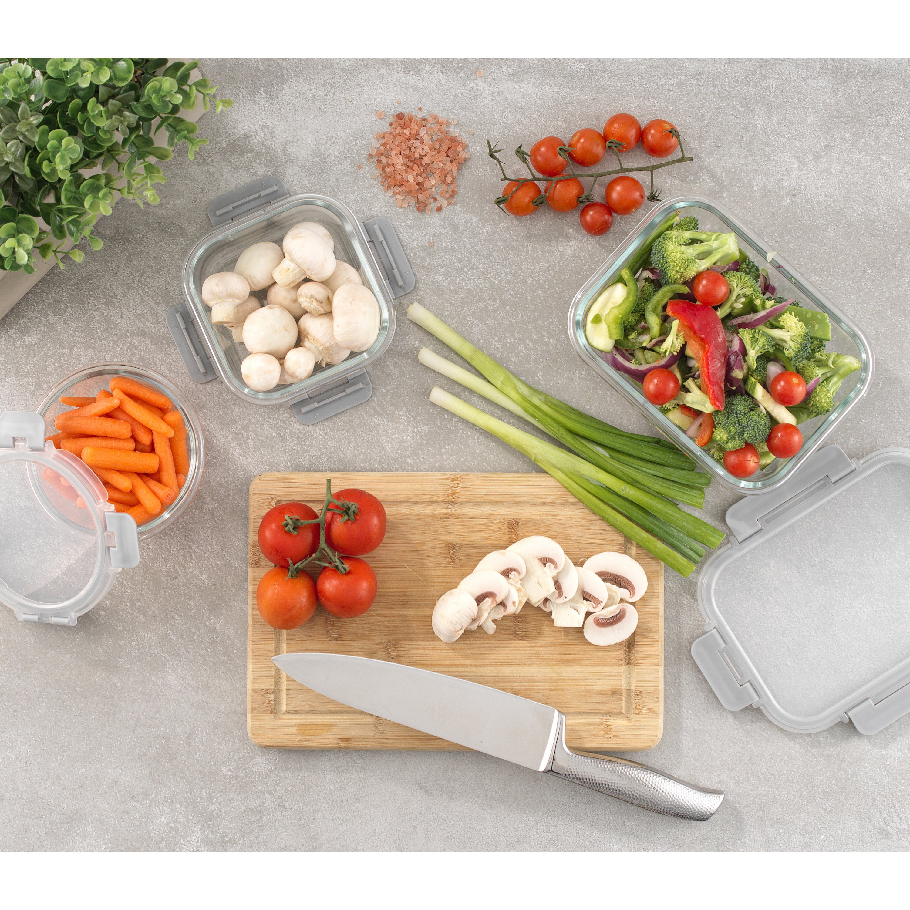 JoyJolt 24-Piece Fluted Food Storage Container Set with Lids - Gray