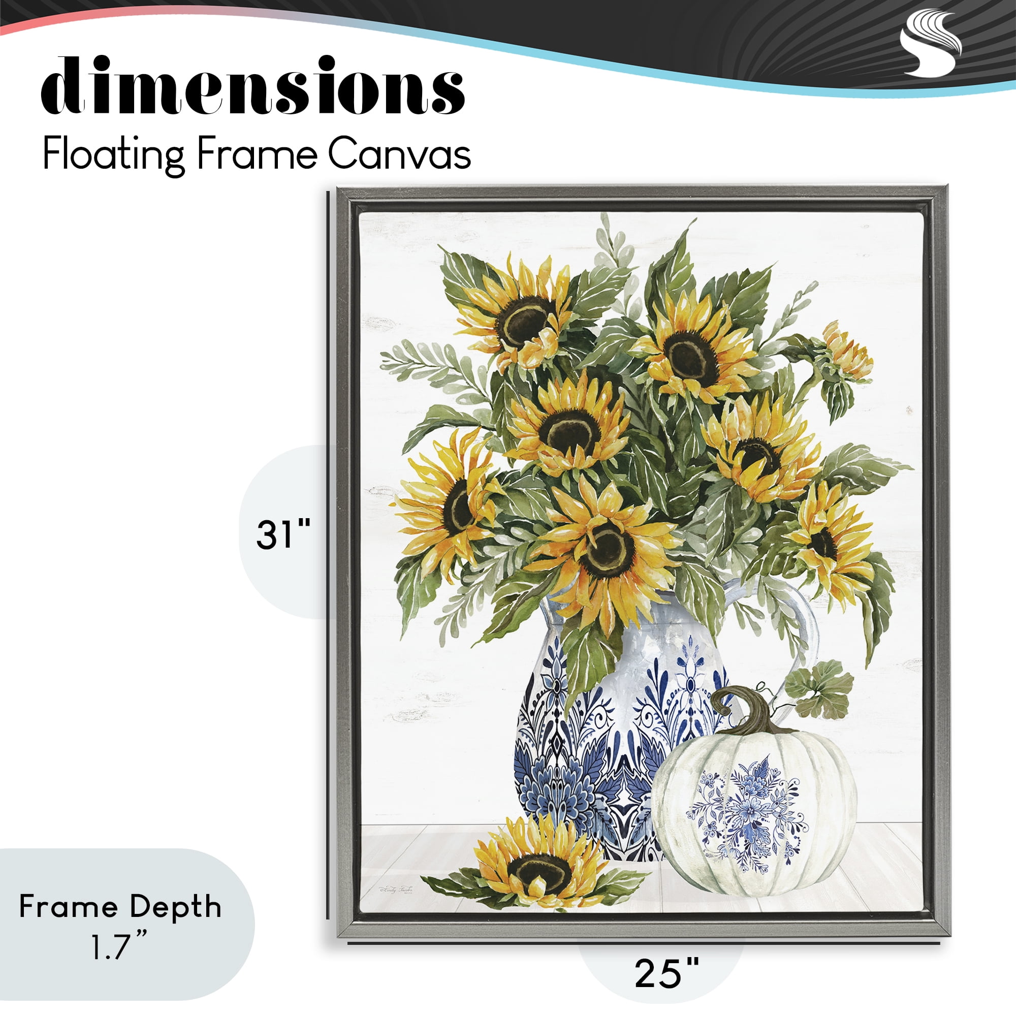 Stupell Industries Imperial Autumn Sunflowers Gray Framed Floater Canvas Wall Art, design by Cindy Jacobs