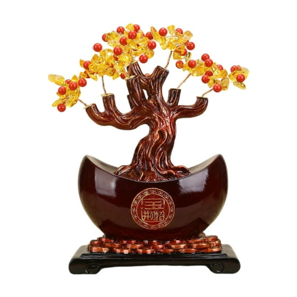 Estatua de árbol del dinero, figura decorativa, adorno de mesa coleccionable para oficina Rojo
