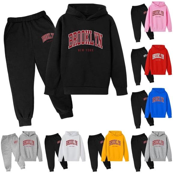 Toddler Boys Clothes Set Letter Printed Long Sleeve Hoodie Pullover Tops and Pants Sweatshirt Outfits Set Size 3-4T ,Black
