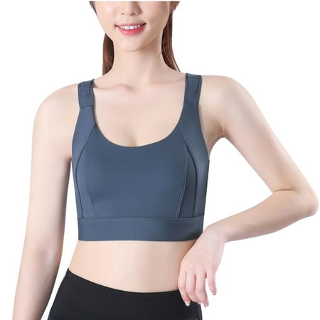 

Odeerbi Sports Bras for Women High Support Yoga Bra Shockproof Fitness Big U Back Yoga Vest Blue