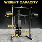 Mikolo Smith Machine, 1000LBS Power Rack With Pec Deck and Lat Pull Down System, Multi-Function Squat Rack Cage For Home Gym