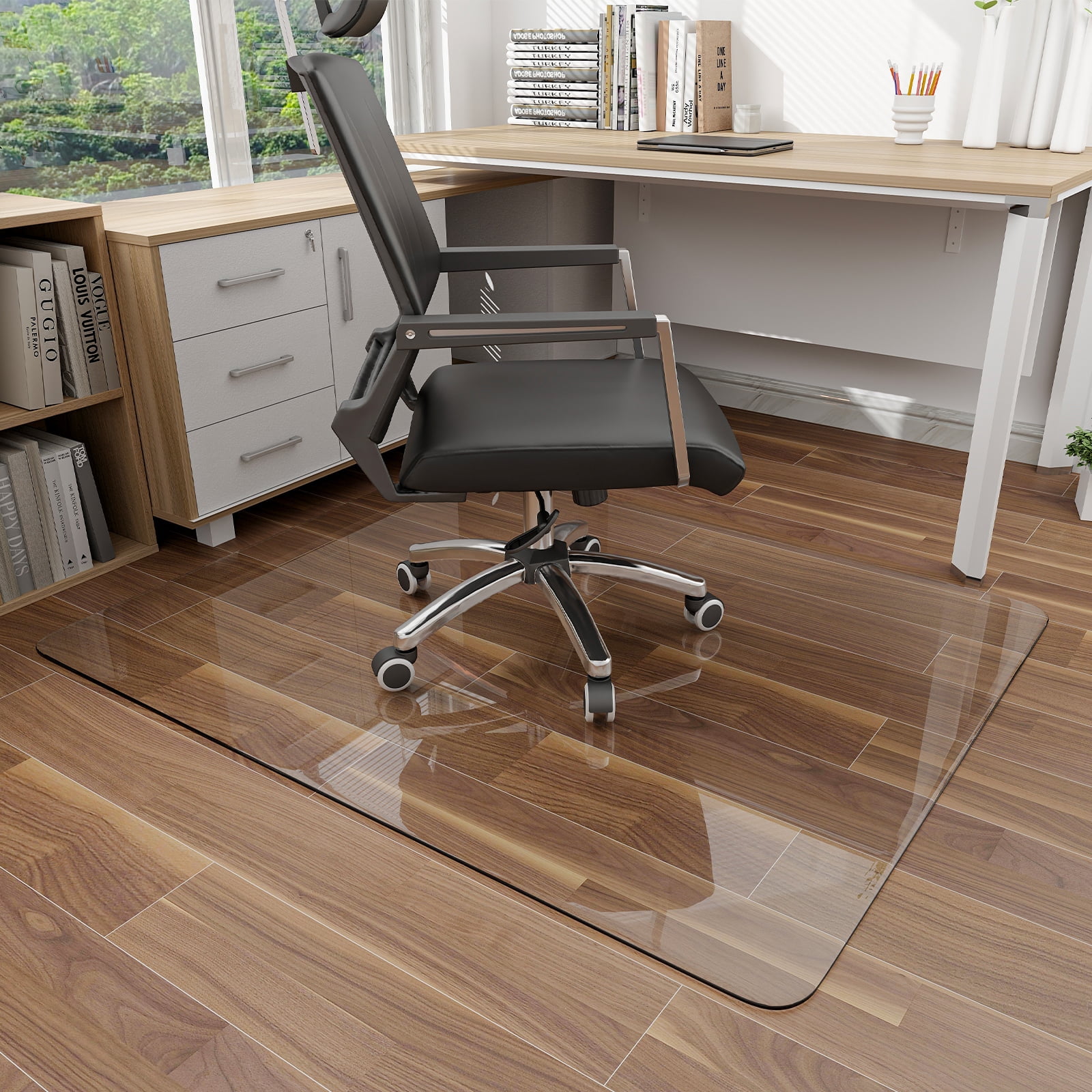 BEAUTYPEAK 36 x 46 Tempered Glass Office Chair Mat for Carpet or Hard Floor Protection in Nepal at NPR 19336 Rating 5