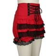 thumbnail image 4 of Retro Steampunk Lolita Lace Ruffle Lace Up Women's Pumpkin Lantern Gothic Punk Girls High Waist Shorts-Style1 Burgundy-XXXL, 4 of 7