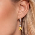 thumbnail image 3 of Gem Stone King 925 Sterling Silver Yellow Citrine and Moissanite Dangle Earrings for Women with Lab Grown Diamond (3.79 Cttw, Oval Checkerboard 9X7MM), 3 of 6