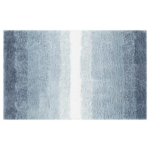 Unique Bargains Absorbent Bath Rug Non-Slip Plush Shaggy Bath Carpet Bath Mats Striped Blue Rectangle 20" x 32"