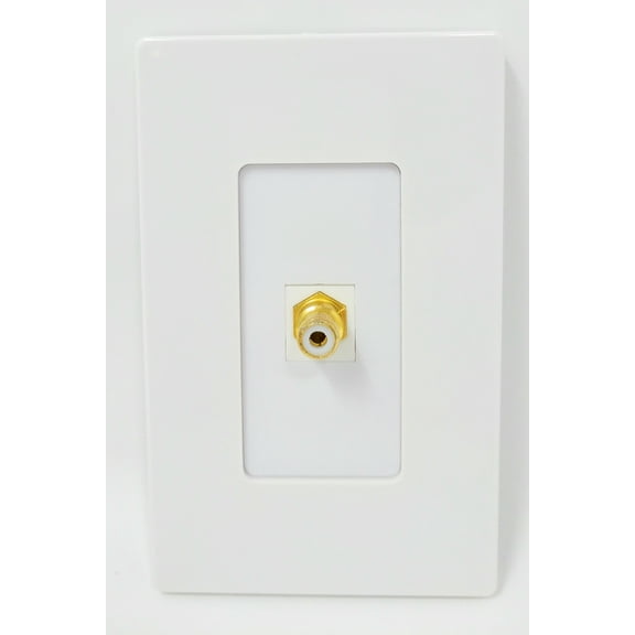 RiteAV - 1 RCA White for Subwoofer Audio Port Wall Plate Screwless Decorative - White