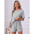 thumbnail image 2 of DARING DIVA Women's Soft Pajama Set Round Neck Rolled Cuffs Top with Shorts L Gray, 2 of 7