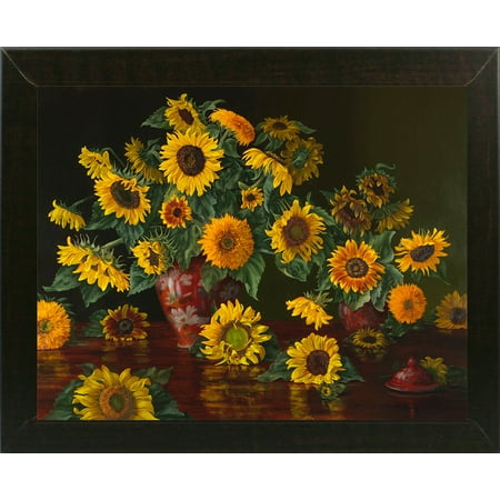 Sunflowers With Two Crimson Vases Chrpie136776 Print 26 X33 75 By