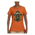thumbnail image 2 of Brotherhood Biker Motorcycles Cross and Skull Pop Culture Womens Graphic T-Shirt, Orange, 3XL, 2 of 3