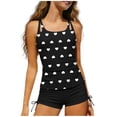 thumbnail image 2 of HAOTAGS Girls Swimsuit Size 9,Polka Dot Printed Adjustable Spaghetti Strap Summer Surf Tankini 2 Piece Set Black, 2 of 9