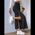 thumbnail image 4 of Faldas Tubo de Punto Ajustadas para Mujer, Falda Midi de Cintura Alta con Abertura Elástica Negro M, 4 of 8