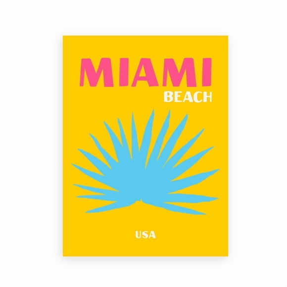 Affiches de Voyage Couleur Preppy Miami Bondi Palmiers Ibiza Mykonos Capry Impression Artistique Minimaliste Nordique Peinture sur Toile Déco de Salon, 50*70 cm, Non Encadré., ePC12158