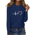 thumbnail image 2 of Tittly T Shirts for Women Graphic Tees Ladies Fashion Long Sleeve Round Neck T Shirt Womens Long Sleeve Tops Tshirts Shirts Navy M, 2 of 5