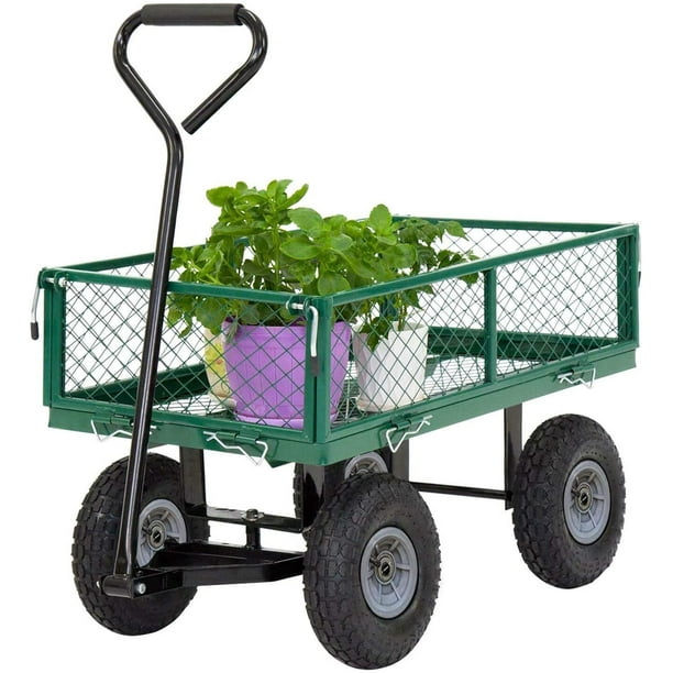 Garden Carts Yard Dump Wagon Cart Lawn Utility Cart Outdoor Steel Heavy