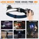 thumbnail image 3 of Potente linterna frontal LED recargable, linterna frontal con zoom y sensor sensible, luz de halo impermeable IPX65 para pesca nocturna, camping, ciclismo y running., 3 of 5