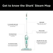 Shark Steam Mop with 2 Dirt Grip Pads, Lightweight, Safe for all Sealed Hard Floors like Tile, Hardwood, Stone, Laminate, Vinyl & More, Machine Washable Pads, Removable Water Tank, S1000