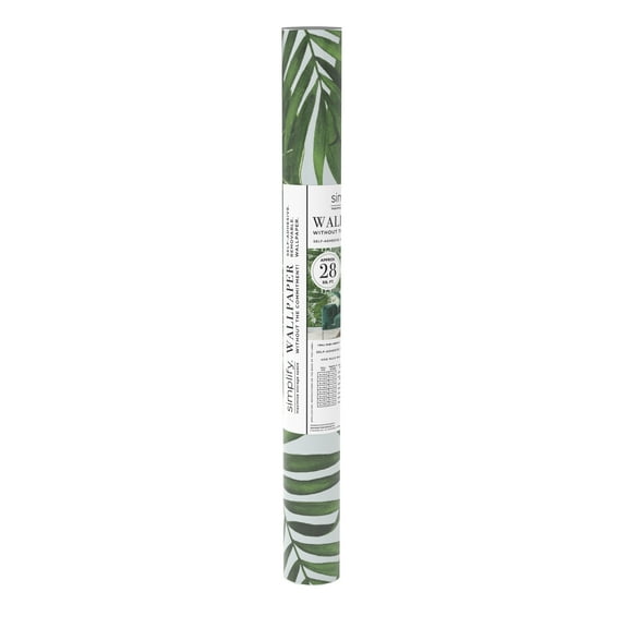 Simplify Palm Leaves Adhesive Wallpaper in Green