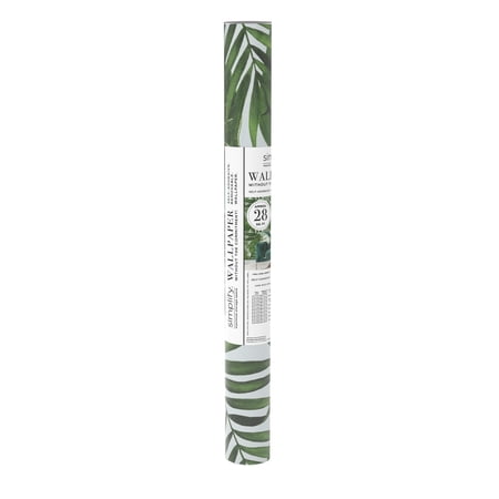 Simplify Palm Leaves Adhesive Wallpaper in Green
