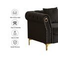 thumbnail image 5 of Hybition 3-Pieces Living Room Set Modern Velvet Sofa Set & Golden rivets-Black, 5 of 8