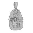 thumbnail image 2 of Pure Silver Simulated Diamond Egyptian King Tut Pharaoh Charm Pendent 23 + Grams, 2 of 7