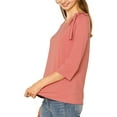 thumbnail image 5 of Allegra K Women's Slim Fit Bow Tie Neck 3/4 Sleeves Work Elegant Knit Top, 5 of 7