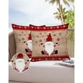 thumbnail image 6 of Pack of 2 Outdoor Pillow Covers, Merry Christmas Gnome Xmas Elf on Rustic Wood Grain Waterproof Square Throw Pillowcase Cushion Decorative Pillow Covers for Couch Patio Tent, 18x18 in, 6 of 6