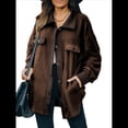 thumbnail image 2 of Chaqueta de Mujer de Gran Tamaño con Botones y Larga con Aberturas. Marrón XXL, 2 of 7