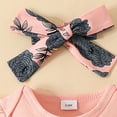 thumbnail image 4 of Ketyyh-chn99 Baby Girl Gifts Baby Girl Summer Clothes I’m New Here Going Home Outfit Ruffle Ribbed Romper Tops Floral Shorts Set Headband Size for 0-3 Months,Light Pink, 4 of 6