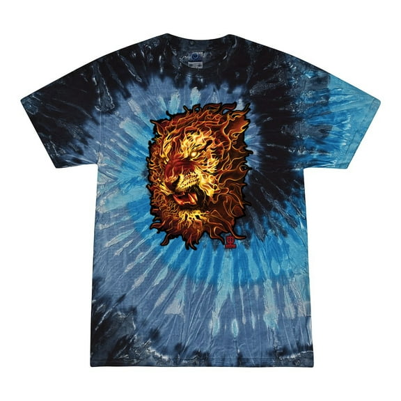 Wild Bobby, Fire Lion Face, Animal Lover, Tie-Dye Tees, Evening Sky, Small