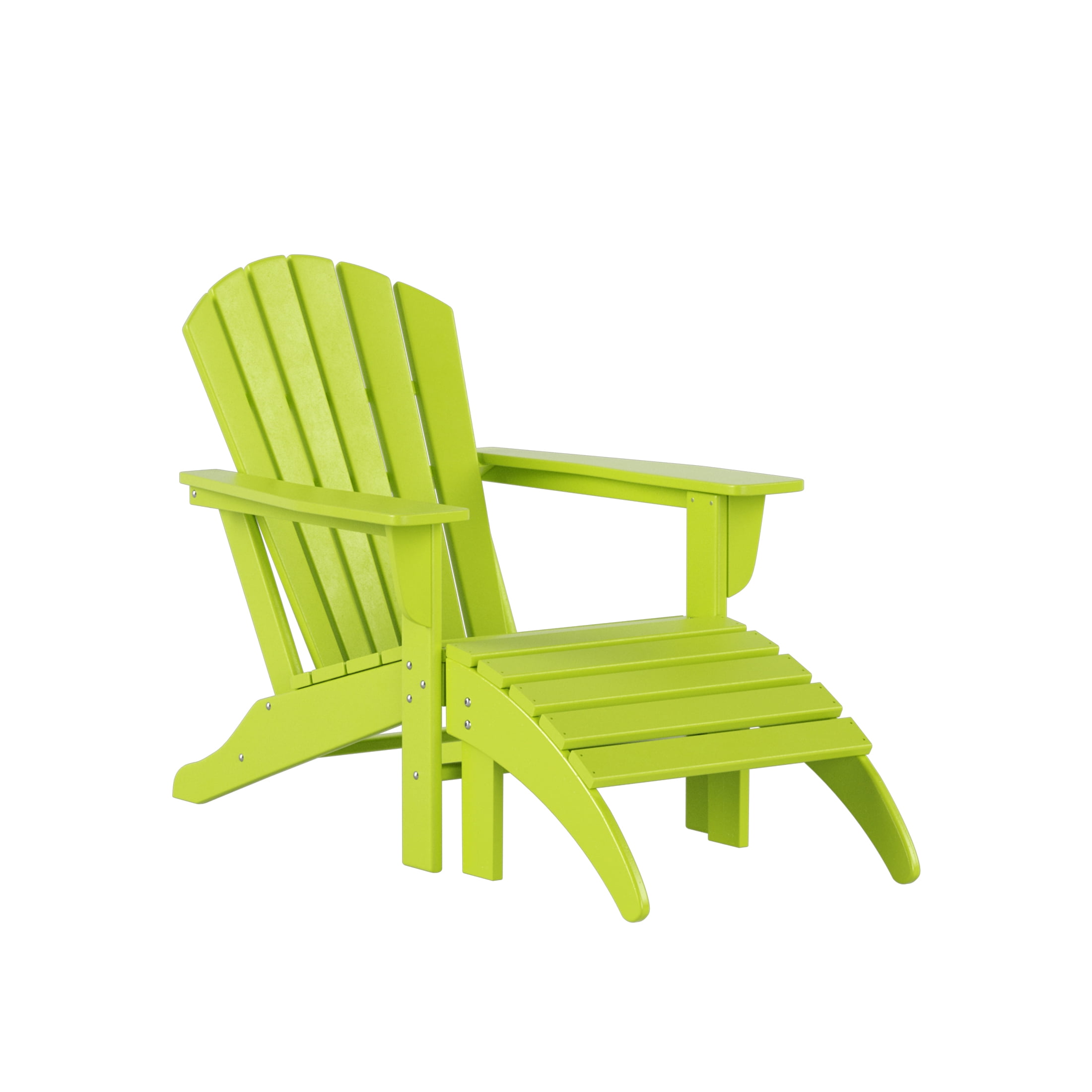 Westin Outdoor 5-Pieces Adirondack Patio Chat Seating Set with Ottoman & Side Table Included, Lime Green