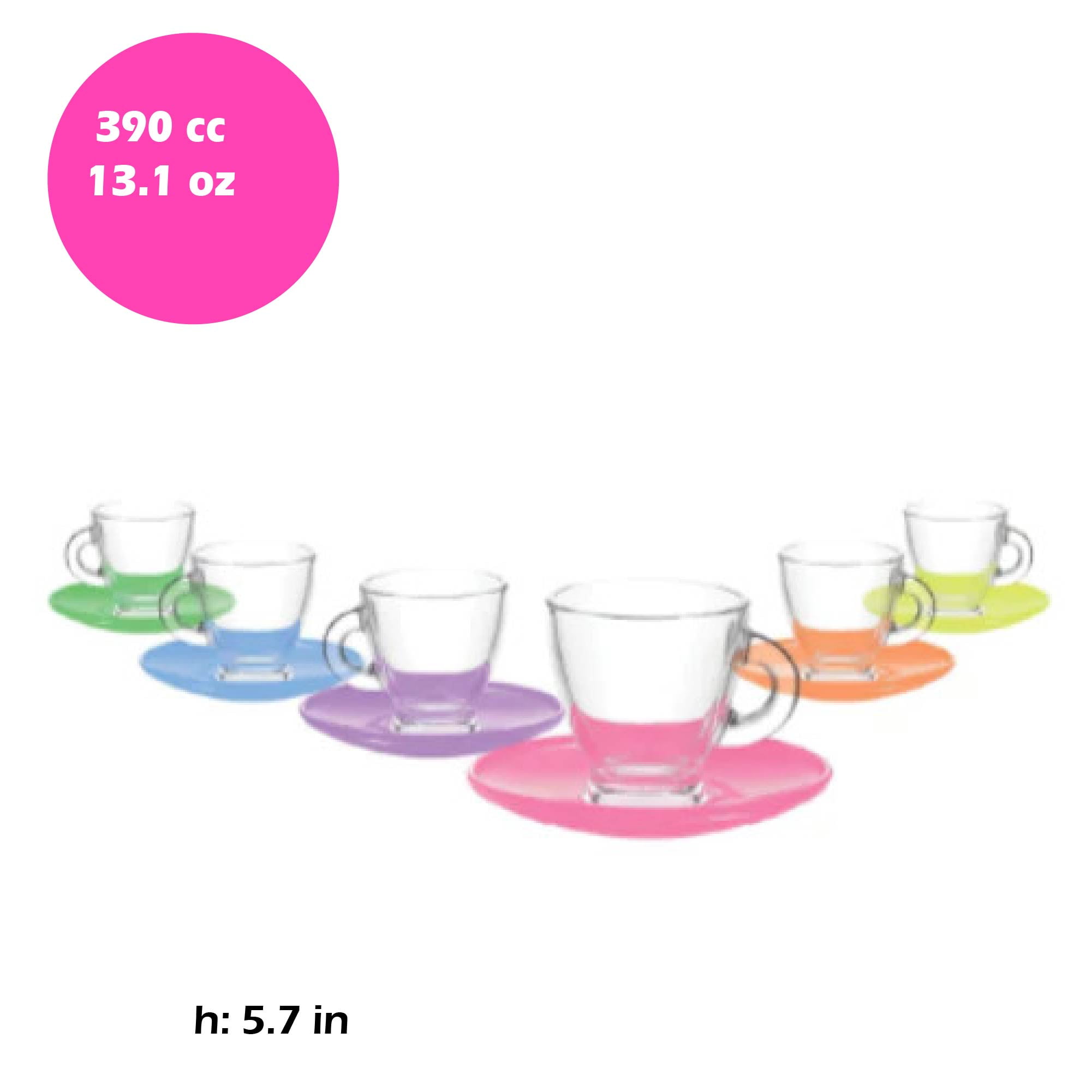 LAV Roma Colored Coffee Cup Set with Saucers, Espresso Cups with Saucers, 12 Pcs, 3.25 Oz (95 cc)