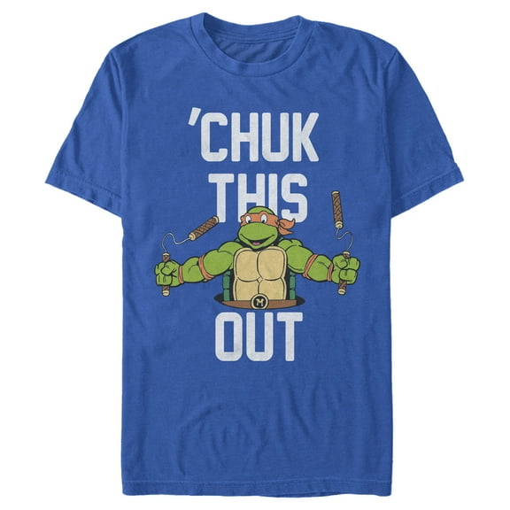 Men's Teenage Mutant Ninja Turtles Chuk This Out Michelangelo  Graphic Tee Royal Blue Medium