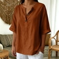 thumbnail image 4 of Bixock Maternity Tops for Women Short Sleeve Button Front Pregnant Tops Crew Neck Maternity Shirts Soft Breathable Maternity Blouse Comfortable Maternity Clothings, 4 of 5