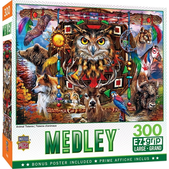 MasterPieces 300 Piece EZ Grip Jigsaw Puzzle - Animal Totems - 18"x24"