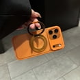 thumbnail image 2 of For iPhone 17 Pro Max Phone Case,360° Rotatable Ring Kickstand,Compatible with Mag-Safe,PC + TPU Hybrid Protection,Matte Skin-feel Anti-fingerprint Translucent Back,Shockproof Phone Case,Orange, 2 of 9
