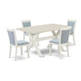 thumbnail image 2 of East West Furniture X-Style 5-Piece Asian Wood Dining Set in Baby Blue/White, 2 of 9