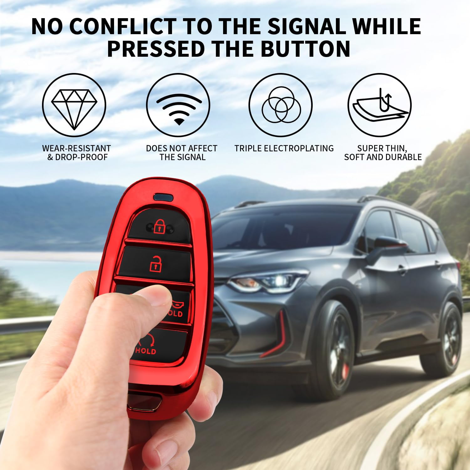For Hyundai Key fob Cover Fits for 2024 2023 2022 2021 Hyundai Sonata Santa fe Tucson Smart 5 Button Key Case Shell