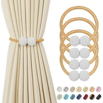 4 Pieces Magnetic Curtain Tie Backs - 19" Long Pearl Ball Curtain Magnetic TieBacks, European Drapes Clips Rope Holdbacks for Home, Office, Hotel Window Decorative, Bronze